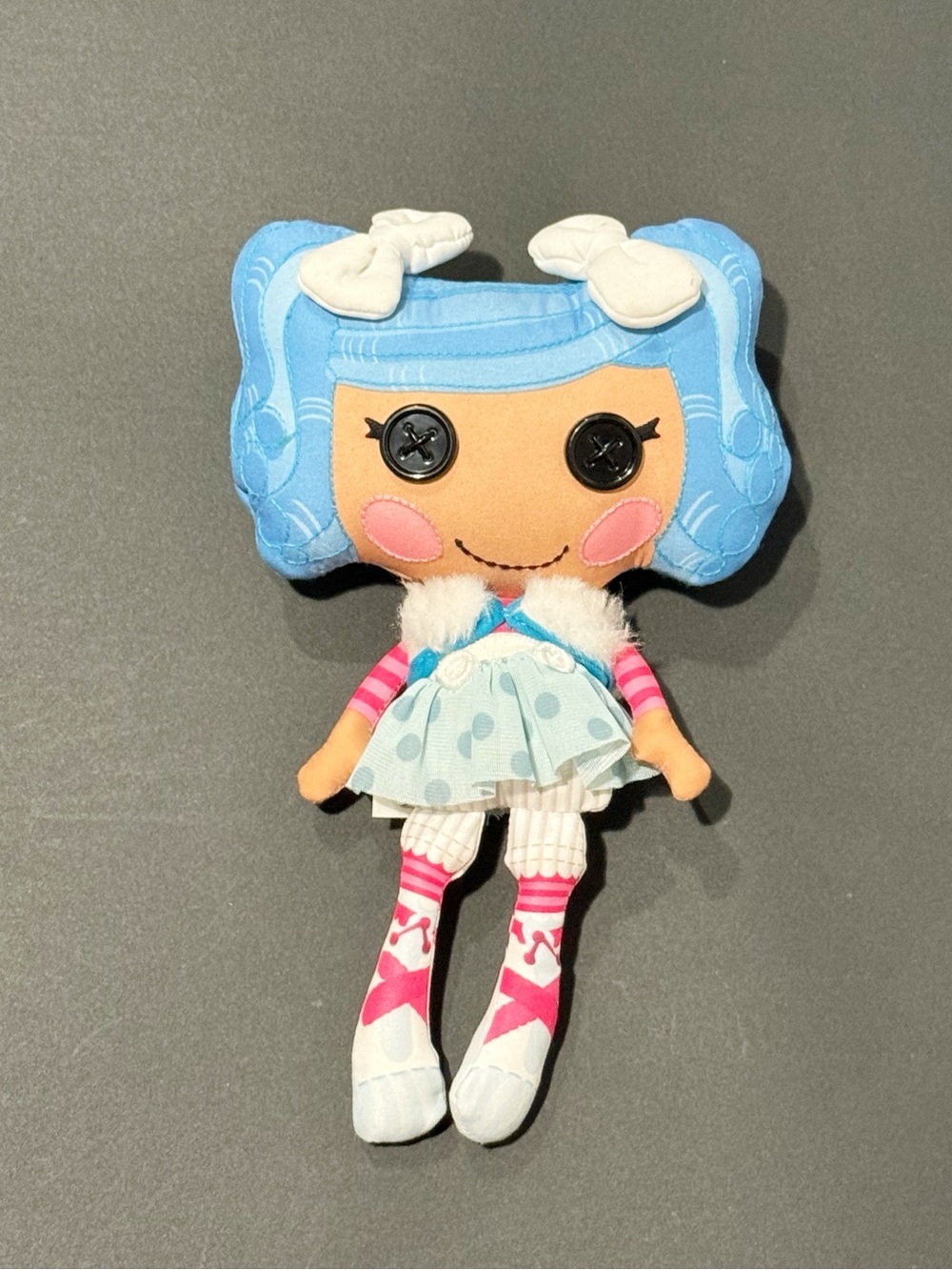 Lalaloopsy Doll Blue Hair Mittens Fluff N Stuff cloth Button Eyes
